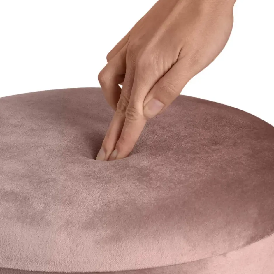 tectake Hocker Sarina gestoffeerd in fluweellook 300kg met opbergruimte, Roze
