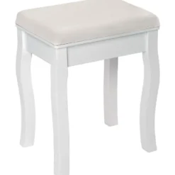 tectake Hocker voor makeup-tafel rozenpatroon, Wit