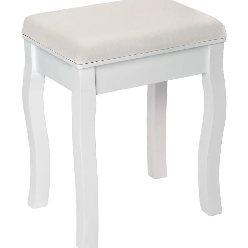tectake Hocker voor makeup-tafel rozenpatroon, Wit