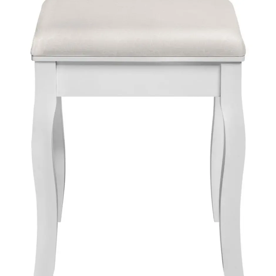 tectake Hocker voor makeup-tafel rozenpatroon, Wit