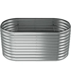 tectake Hoge Plantenbak, Verzinkt Frame, Rugvriendelijk, Zilver, 160x80x80 cm
