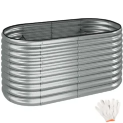 tectake Hoge Plantenbak, Verzinkt Frame, Rugvriendelijk, Zilver, 160x80x80 cm