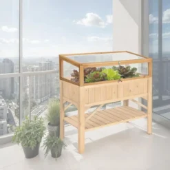 tectake Houten kweekbak voor hoge plantenbak 115x53x34cm, Bruin