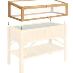 tectake Houten kweekbak voor hoge plantenbak 115x53x34cm, Bruin