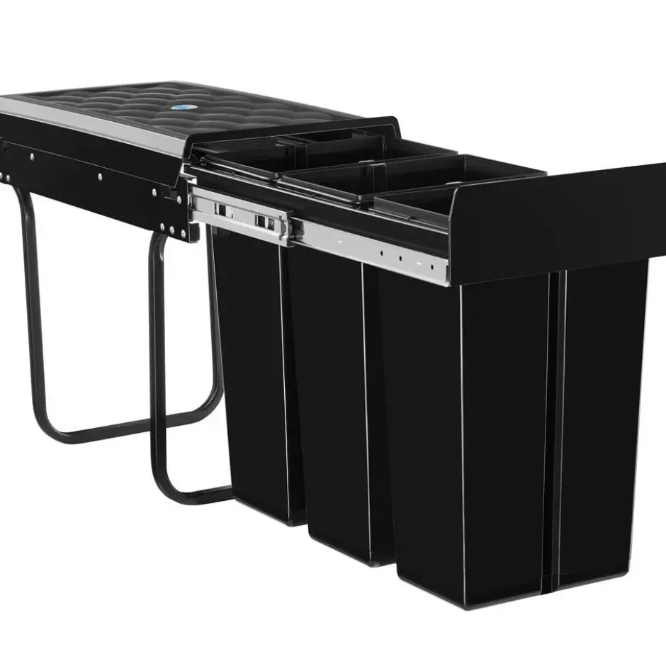 tectake Inbouw prullenbak Ashlyn, 3-voudige scheiding, 30L, telescooprails