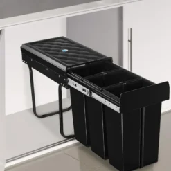 tectake Inbouw prullenbak Ashlyn, 3-voudige scheiding, 30L, telescooprails