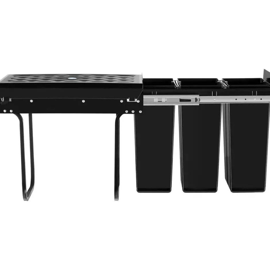 tectake Inbouw prullenbak Ashlyn, 3-voudige scheiding, 30L, telescooprails