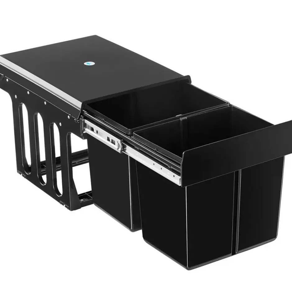 tectake Inbouw prullenbak Ashlyn, 2-voudige scheiding, 30L, telescooprails