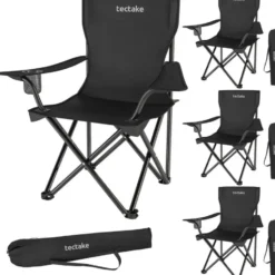tectake Kampeerstoelen Gil - Set van 4 - Zwart