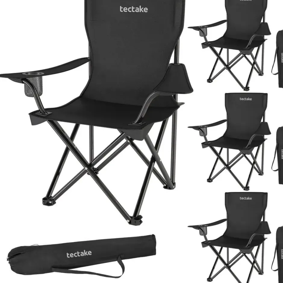 tectake Kampeerstoelen Gil - Set van 4 - Zwart