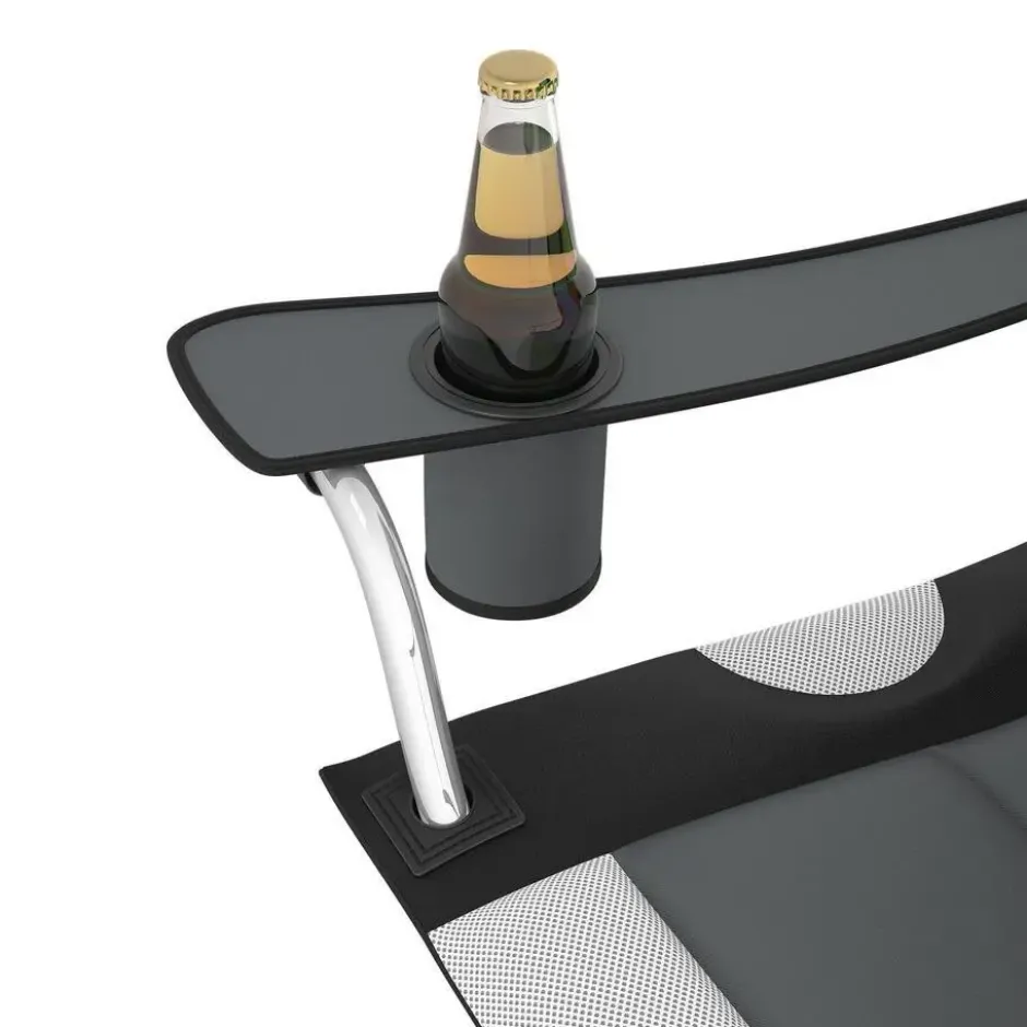 tectake Kampeerstoel gestoffeerd - Set van 2 - Grijs