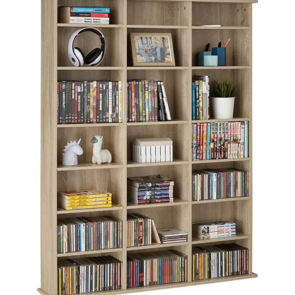 tectake Kast Stevie 105,5x19x136,5cm, Licht Hout, Eiken Sonoma