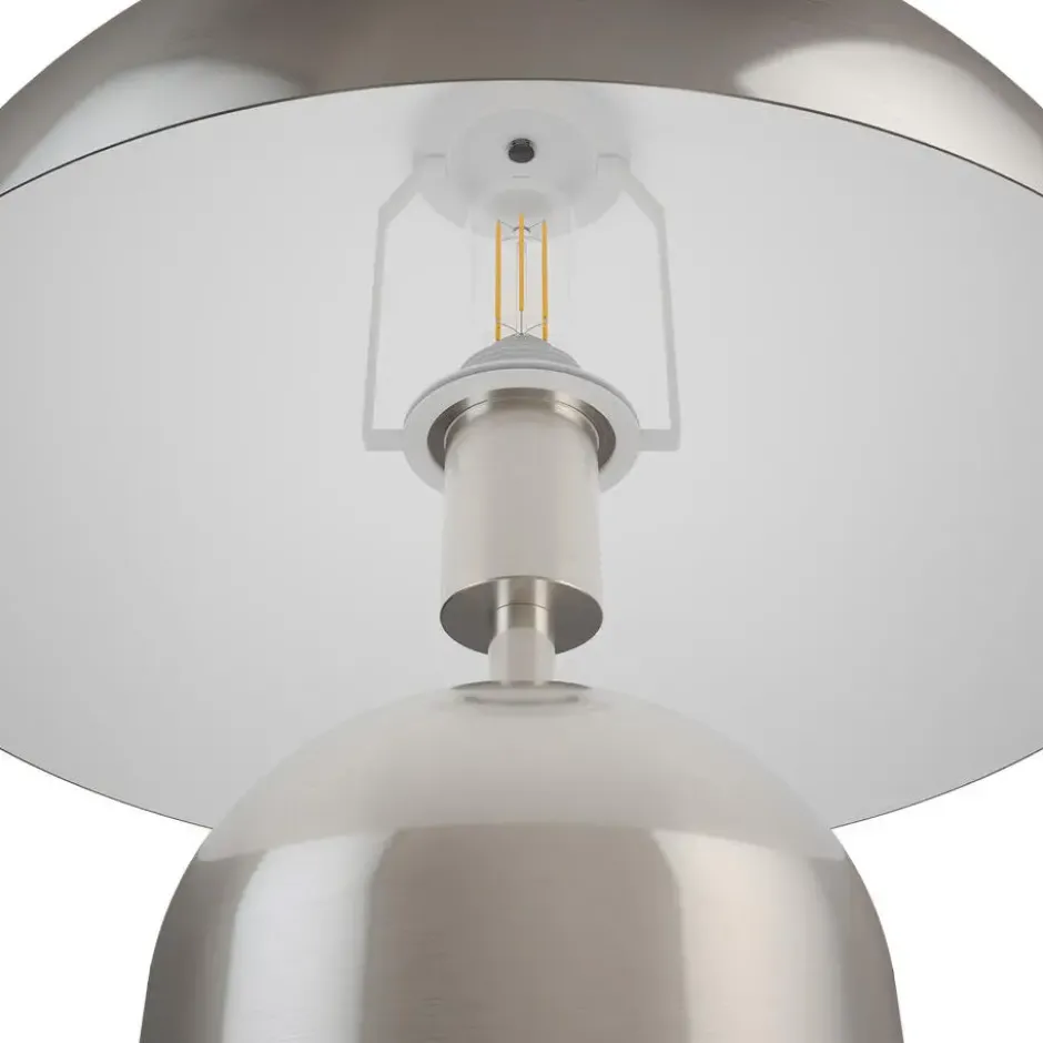 tectake Kleine retro-tafellamp Altea, paddenstoeldesign, 40W, Mat Nikkel