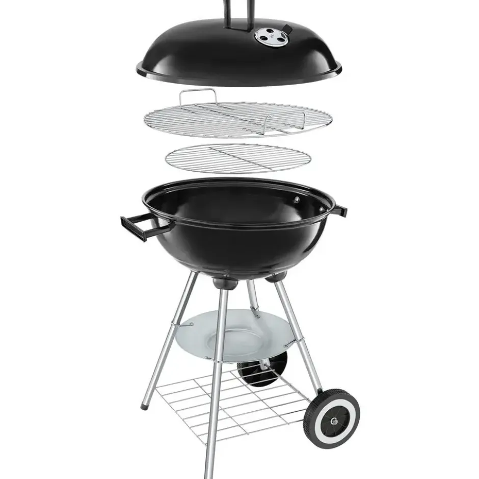 tectake Kogelbarbecue - Stalen Frame - Wielen - Met Asbak - 51,5x44,5cm