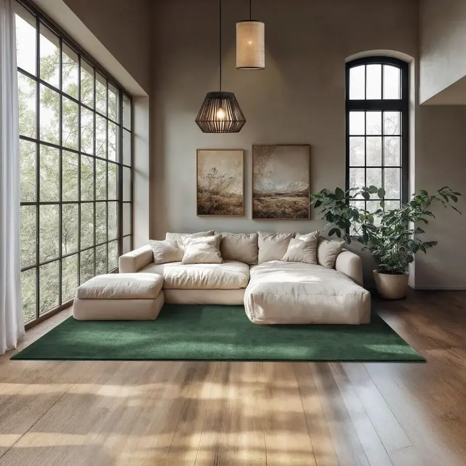 tectake® Kortpolig vloerkleed Soft Zone 160 x 230 cm - Groen