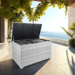 tectake Kussenbox Oslo met aluminium frame 145x82,5x79,5cm, Lichtgrijs