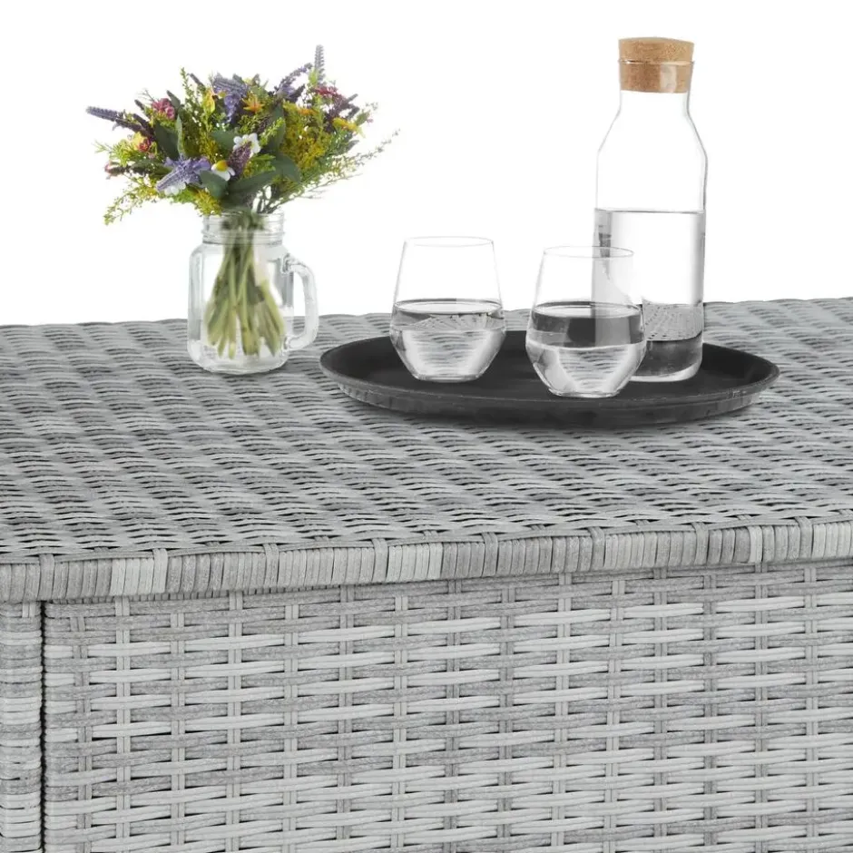 tectake Kussenbox Oslo met aluminium frame 145x82,5x79,5cm, Lichtgrijs