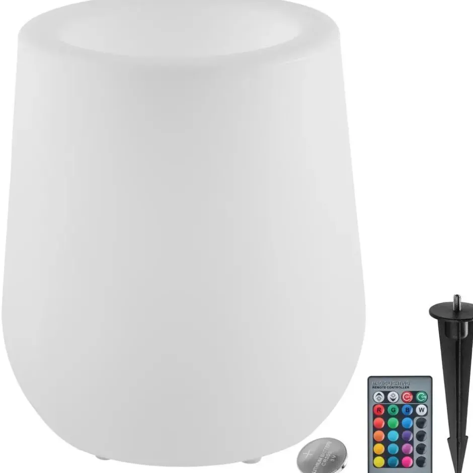 tectake LED-bloempot Luminous Courve Pot met afstandsbediening, Wit