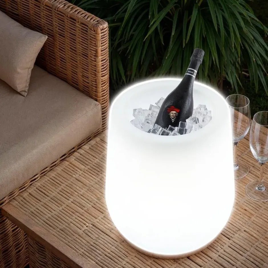 tectake LED-bloempot Luminous Courve Pot met afstandsbediening, Wit