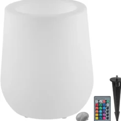 tectake LED-bloempot Luminous Courve Pot met afstandsbediening, Wit