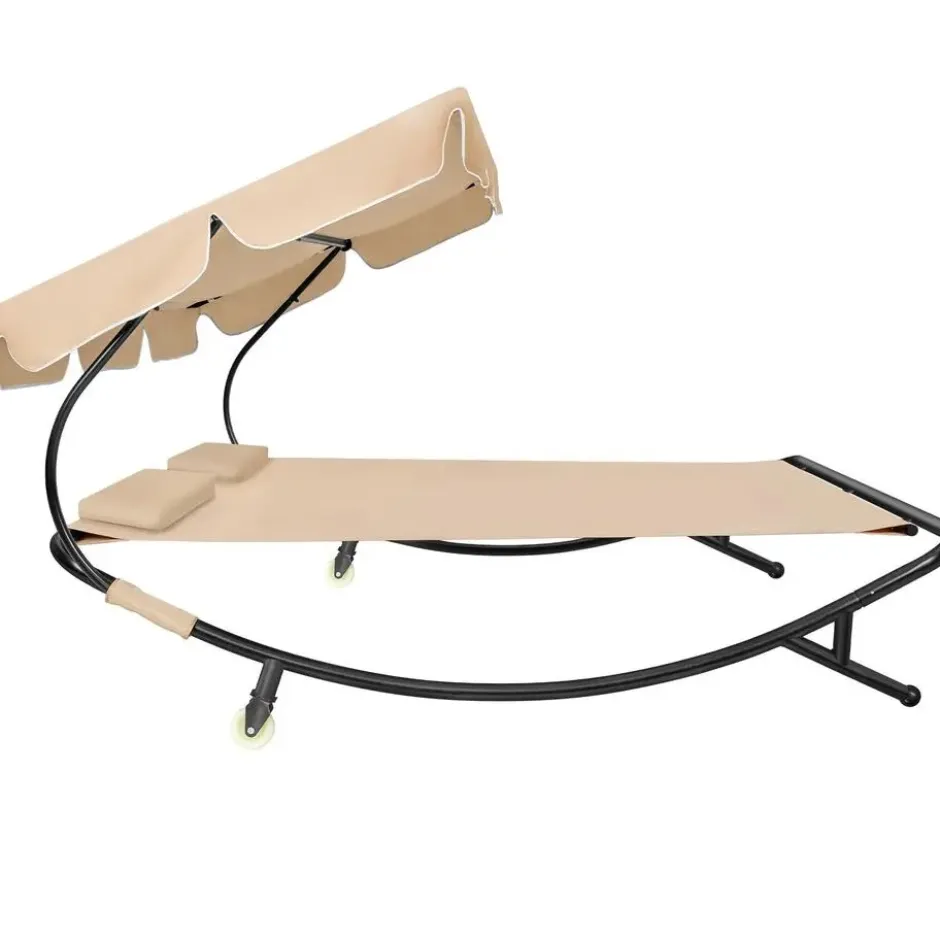 tectake Ligbed voor 2 personen, Zwart/Beige