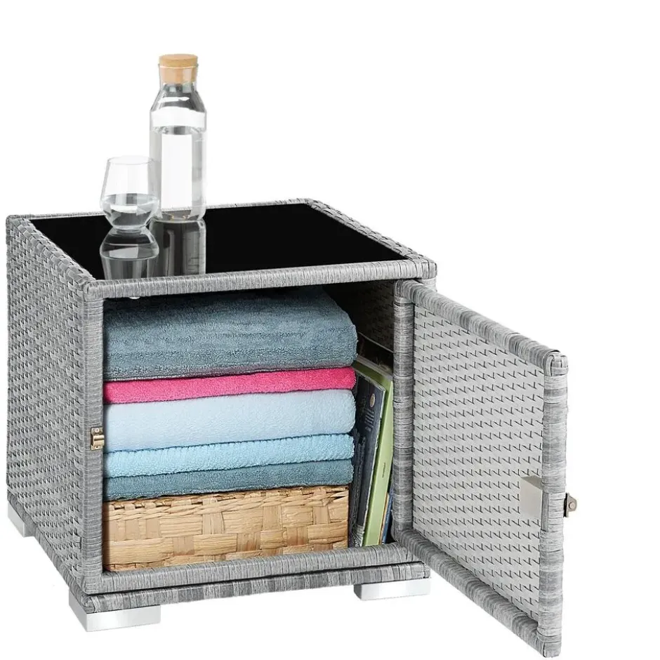 tectake Ligstoelen Aluminium Rotan Lichtgrijs - Verstelbare Rugleuning