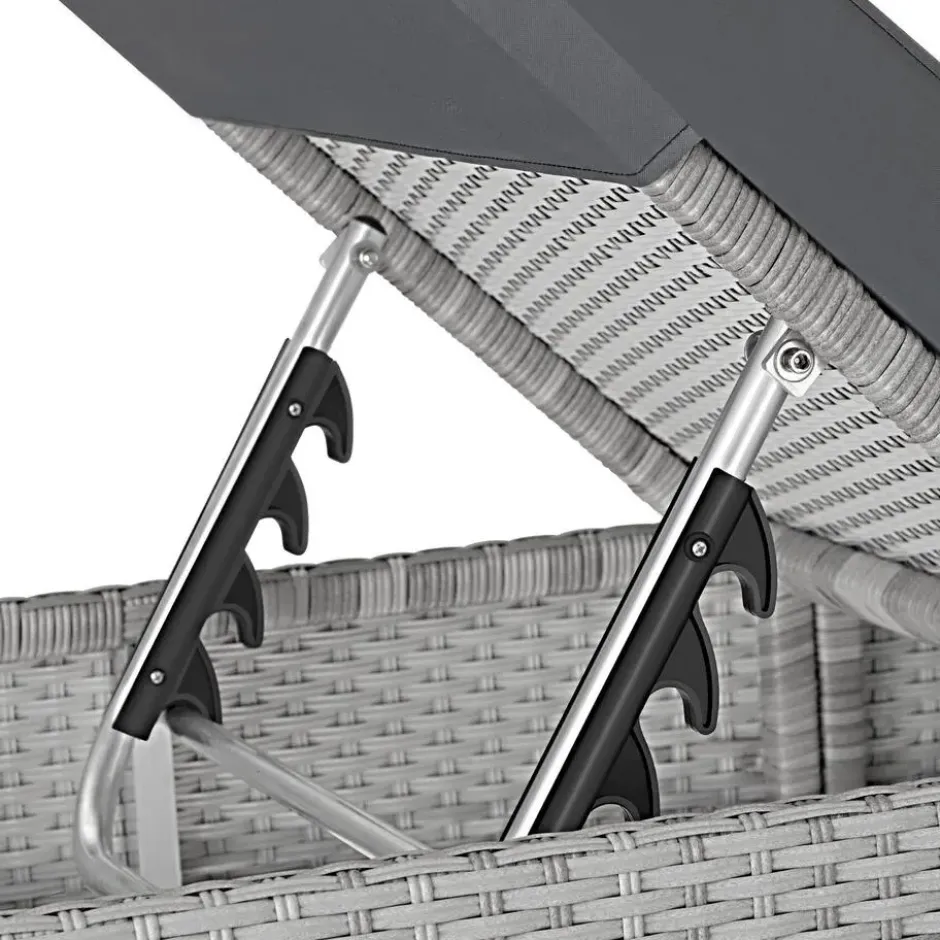 tectake Ligstoelen Aluminium Rotan Lichtgrijs - Verstelbare Rugleuning