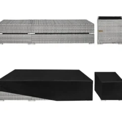 tectake Ligstoelen Aluminium Rotan Lichtgrijs - Verstelbare Rugleuning