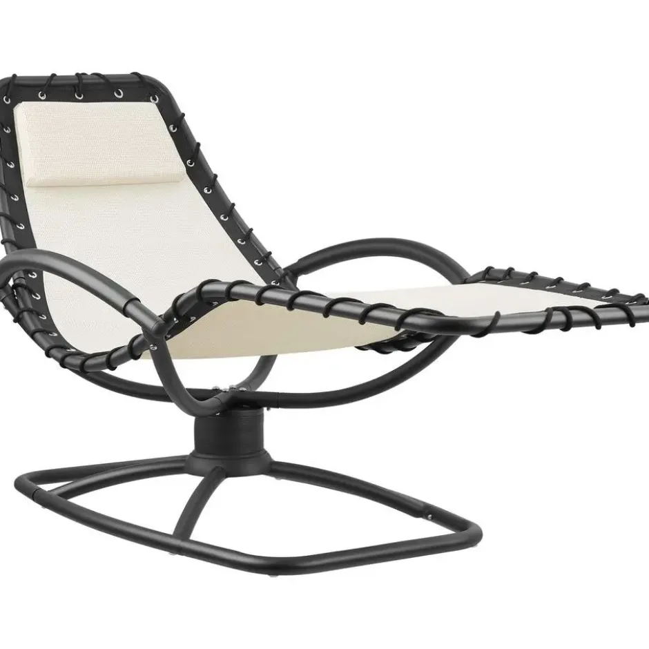 tectake Ligstoel Toulon, ergonomisch, schommelfunctie, Beige