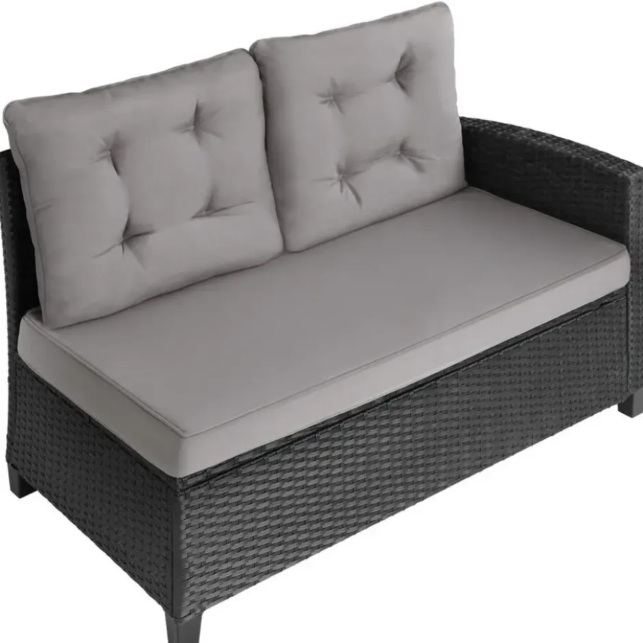 tectake - loungeset Catania - wicker - zwart