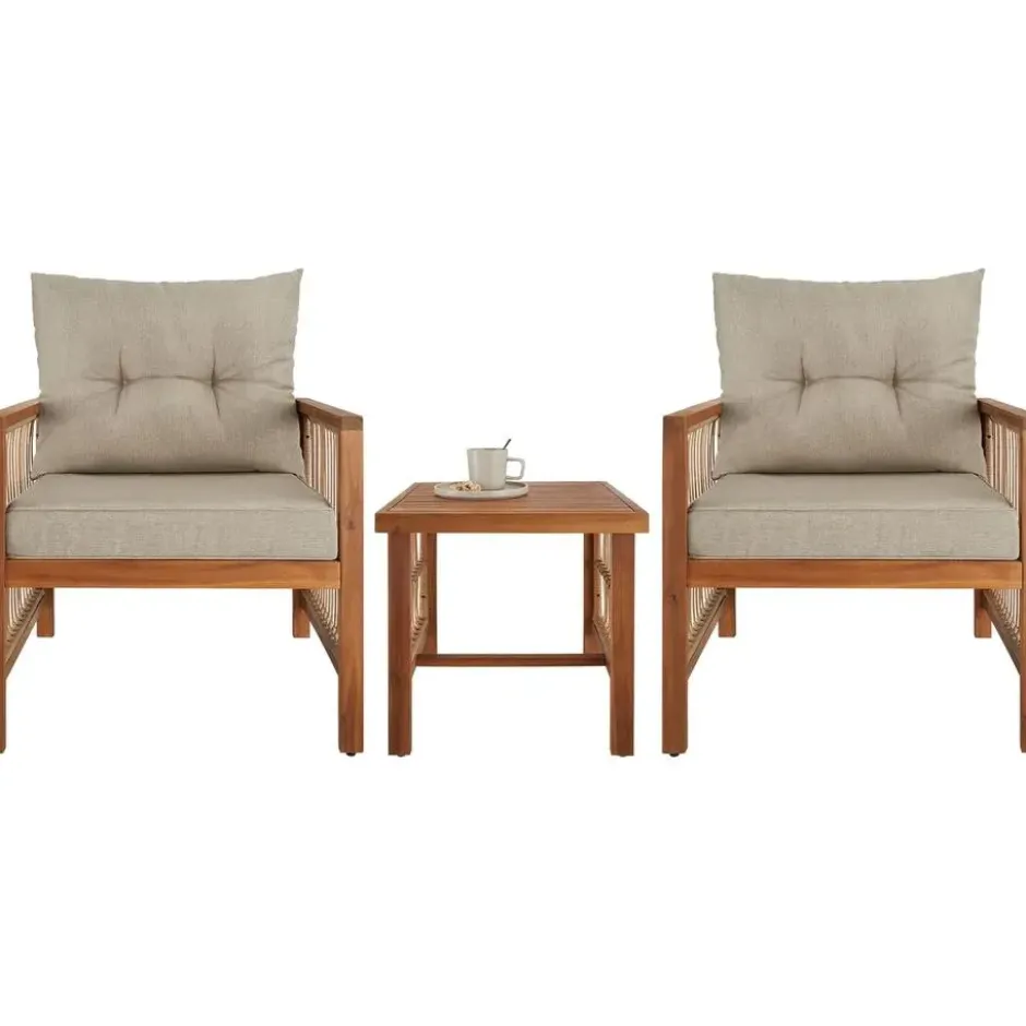 tectake Loungeset Eivissa in rope-design met XXL-bekleding, Natuur