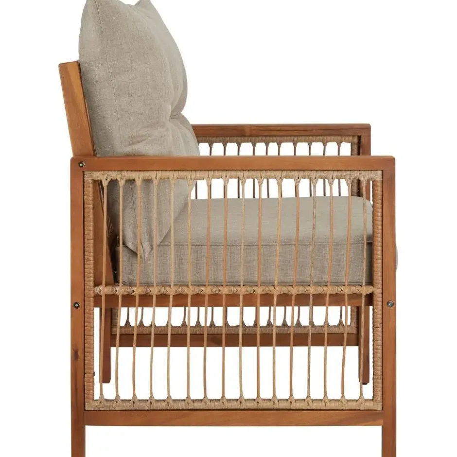 tectake Loungeset Eivissa in rope-design met XXL-bekleding, Natuur