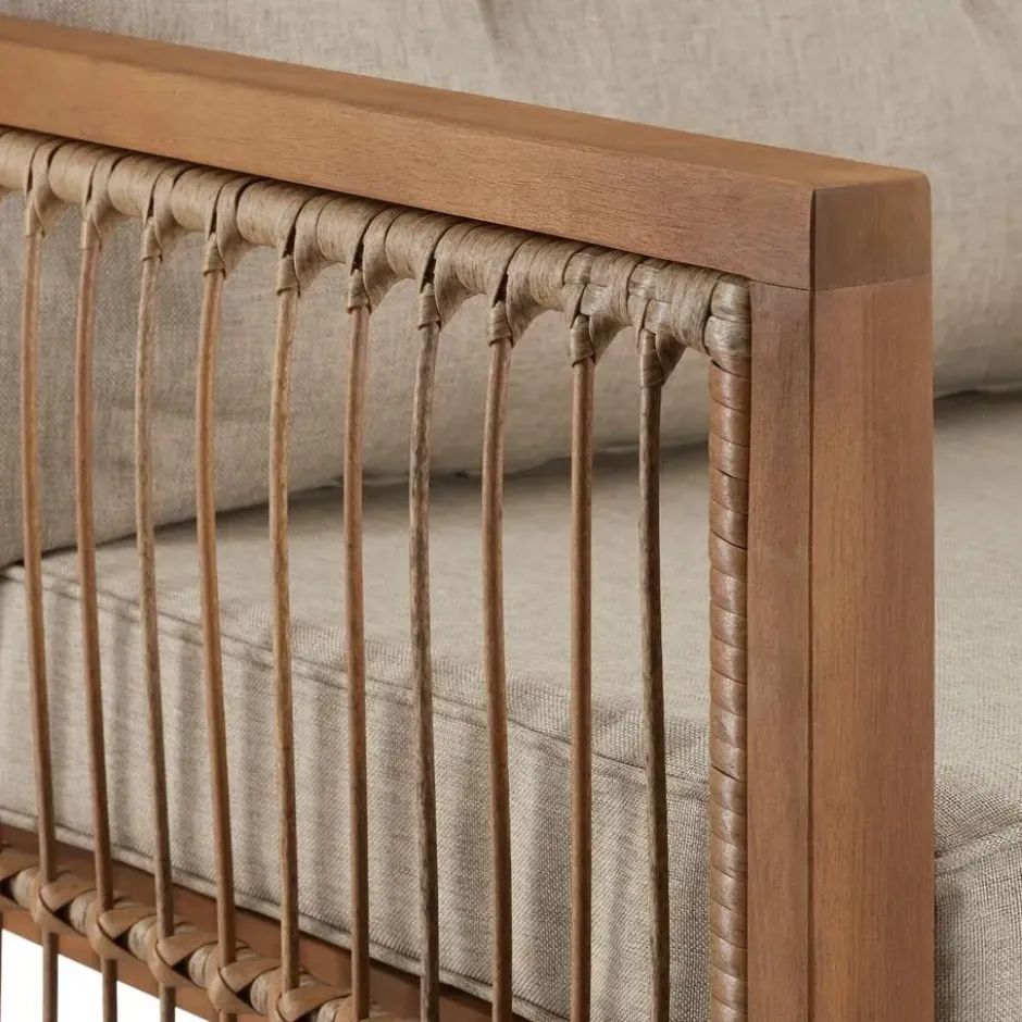 tectake Loungeset Eivissa in rope-design met XXL-bekleding, Natuur