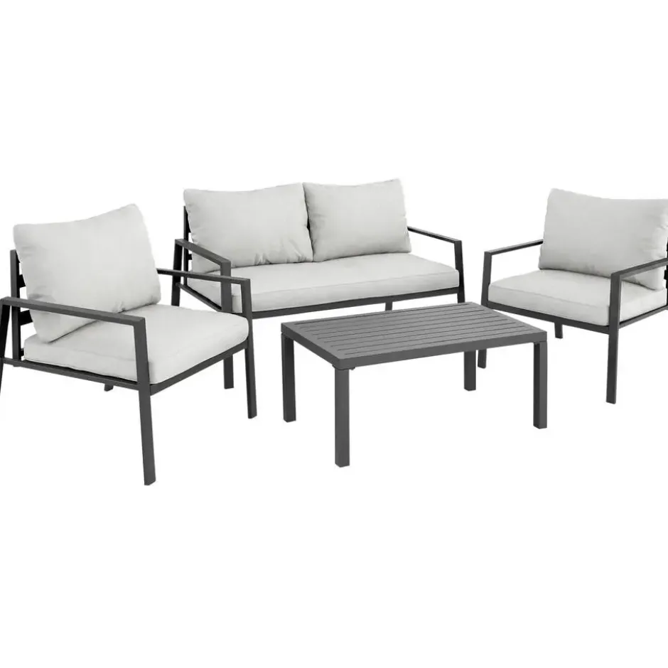 tectake loungeset Göteborg met tafel - Lichtgrijs