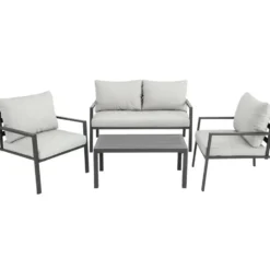 tectake loungeset Göteborg met tafel - Lichtgrijs