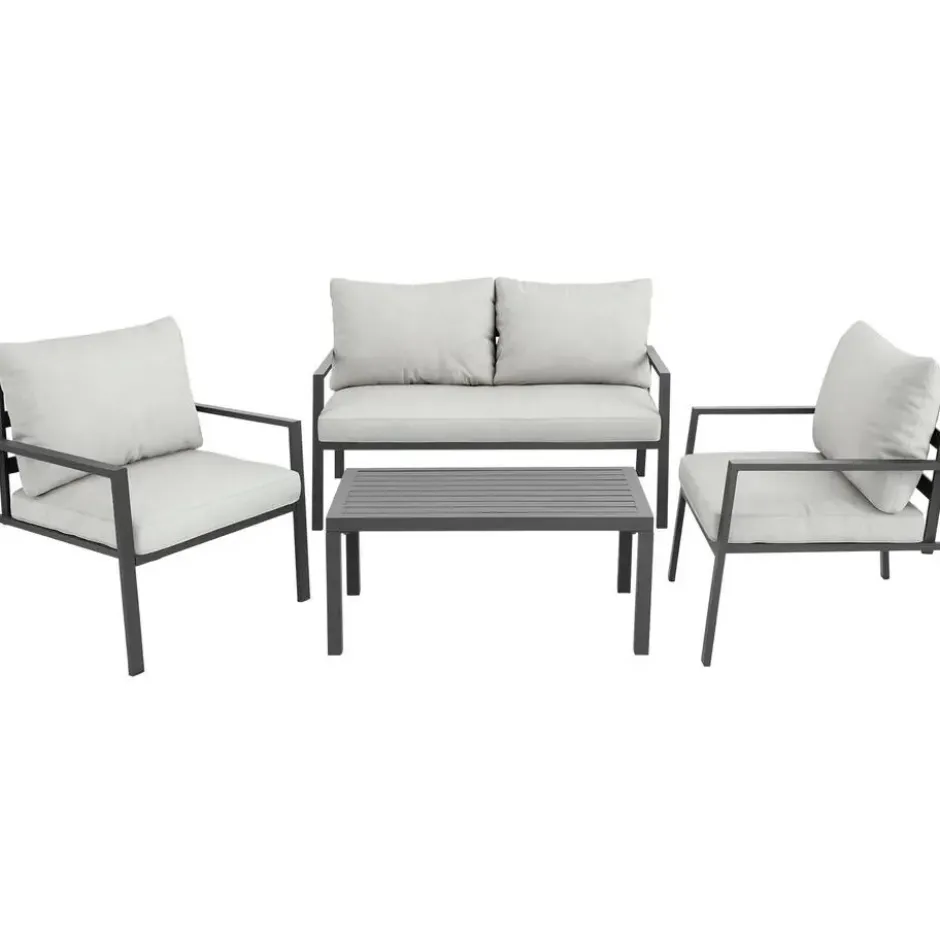tectake loungeset Göteborg met tafel - Lichtgrijs