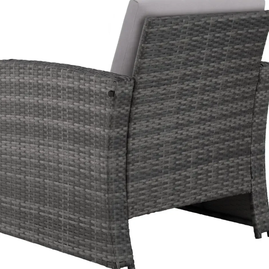 tectake - loungeset Lucca - 1 bank/2 stoelen/1 tafel - grijs