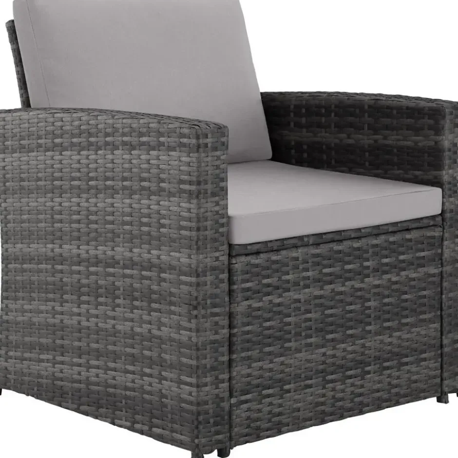tectake - loungeset Lucca - 1 bank/2 stoelen/1 tafel - grijs