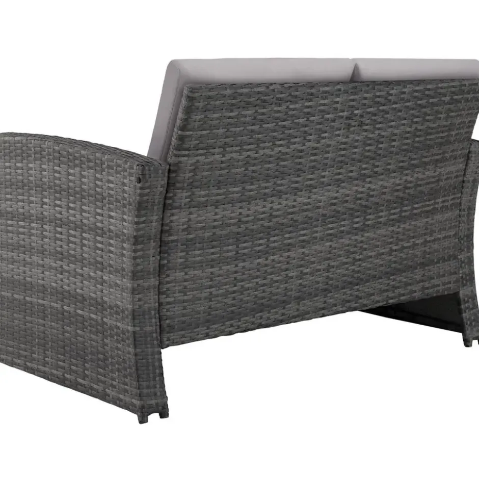 tectake - loungeset Lucca - 1 bank/2 stoelen/1 tafel - grijs