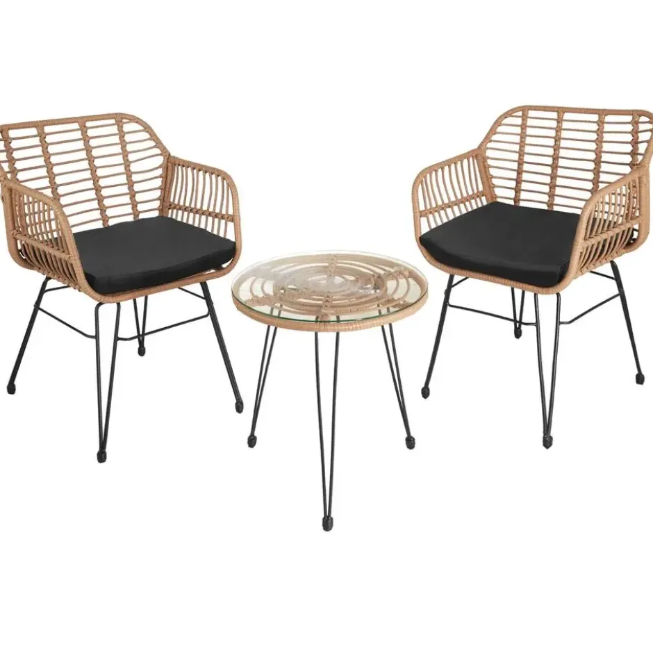 tectake - loungeset Molfetta - wicker - natuurkleur