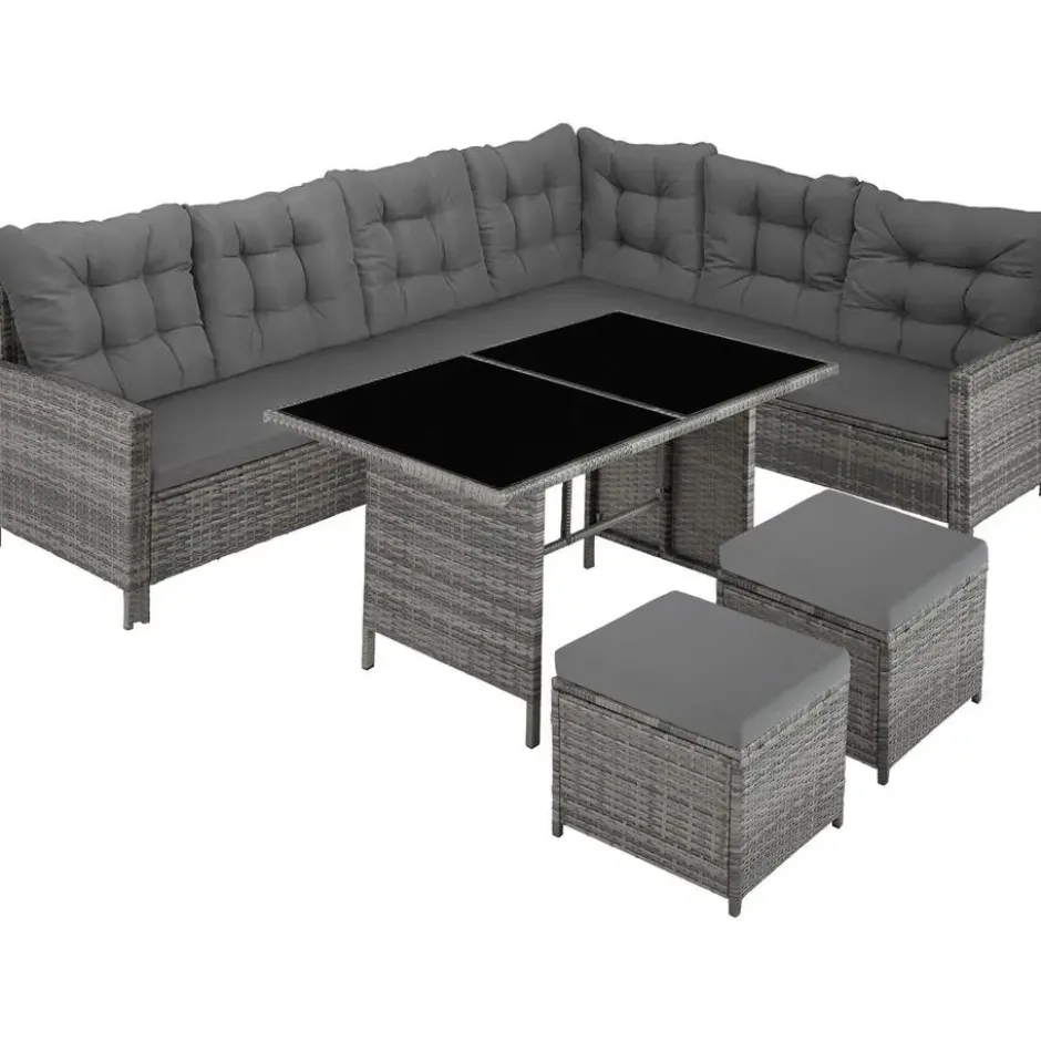 tectake - loungeset - wicker - grijs