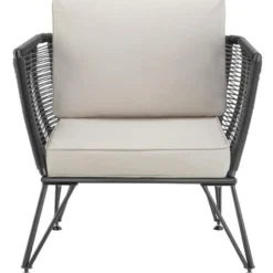 tectake Loungestoelen set van 4 - Sundo in touwdesign - Antraciet