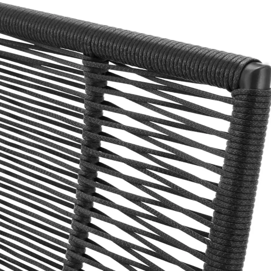 tectake Loungestoelen set van 4 - Sundo in touwdesign - Antraciet