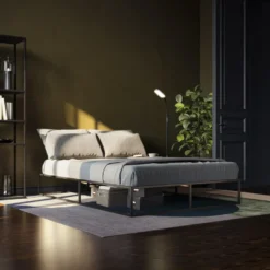 tectake Metalen bedframe Kyoto met lattenbodem, 250 kg, 140 x 200 cm, Zwart