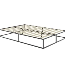 tectake Metalen bedframe Kyoto met lattenbodem, 250 kg, 140 x 200 cm, Zwart