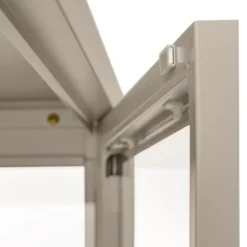 tectake Metalen Vitrinekast, Glazen Deuren, Taupe, 2 Planken, Op Poten