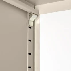 tectake Metalen Vitrinekast, Glazen Deuren, Taupe, 2 Planken, Op Poten