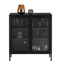 tectake metalen vitrinekast, Zwart