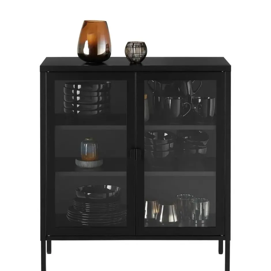 tectake metalen vitrinekast, Zwart
