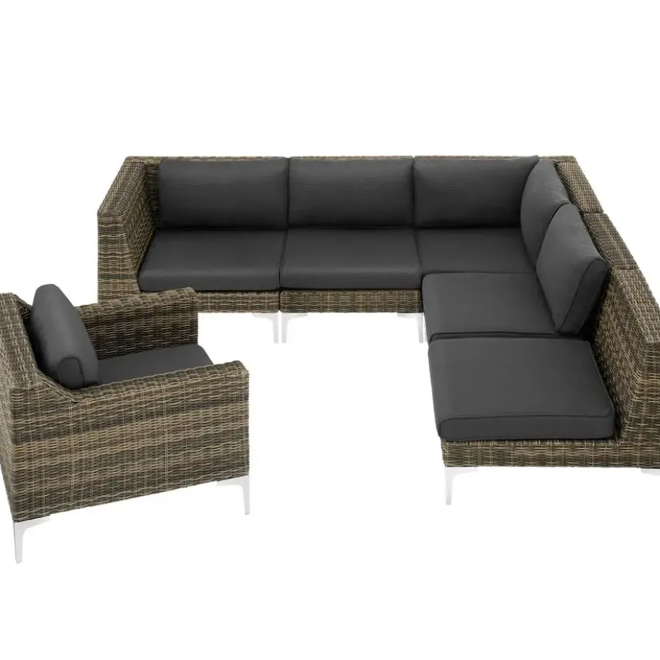 tectake Modulaire ratelset Villanova aluminium, linkerhoek, Gemêleerd Antraciet